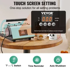 VEVOR Tumbler Heat Press Machine, 11-30oz Mug Press, Heat Up Fast and Even, Tumbler Press with Sublimation Paper, Tape and Gloves, Temp and Time Setting, for Sublimation Tumblers, Cups, Mugs, Green