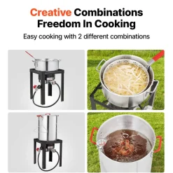 VEVOR Turkey Deep Fryer, 30-qt Turkey & 10-qt Fish Steamer Cooker Set, Outdoor Aluminum Seafood Frying Pot, 54,000 BTU Burner Propane Gas Boiler, Includes Baskets, Perforated Poultry Rack, Thermometer