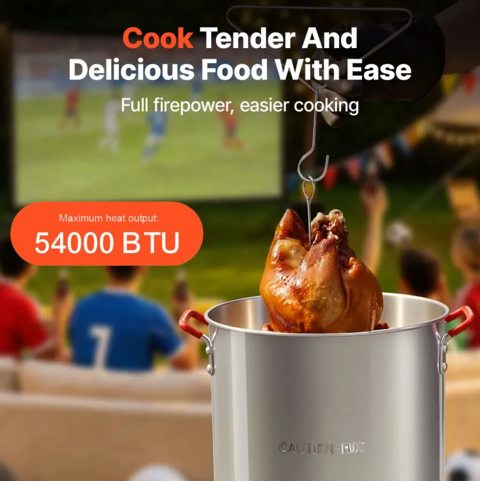 VEVOR Turkey Deep Fryer, 30-qt Turkey & 10-qt Fish Steamer Cooker Set, Outdoor Aluminum Seafood Frying Pot, 54,000 BTU Burner Propane Gas Boiler, Includes Baskets, Perforated Poultry Rack, Thermometer
