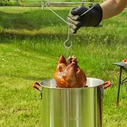 VEVOR Turkey Deep Fryer, 30-qt Turkey Fryer Boiler Steamer Cooker Set, Outdoor Aluminum Seafood Frying Pot, 54,000 BTU Burner Propane Gas Boiler, Includes Basket, Perforated Poultry Rack, Thermometer