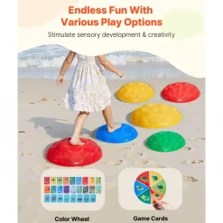 VEVOR Turtle Balance Stepping Stones, 6 PCS, Up to 220 lbs Kids Turtle Jumping Stones Steps Stones, Toddler Obstacle Course Coordination Game Toys Indoor or Outdoor Play for Children Aged 3 4 5 6 7 8+