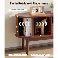 VEVOR TV Stand, Mid Century Modern Entertainment Center for TVs up to 58 in, 350 lbs Load Capacity, TV Media Console Table with Drawer, Open Storage Shelves & Rolling Door for Living Room, Bedroom