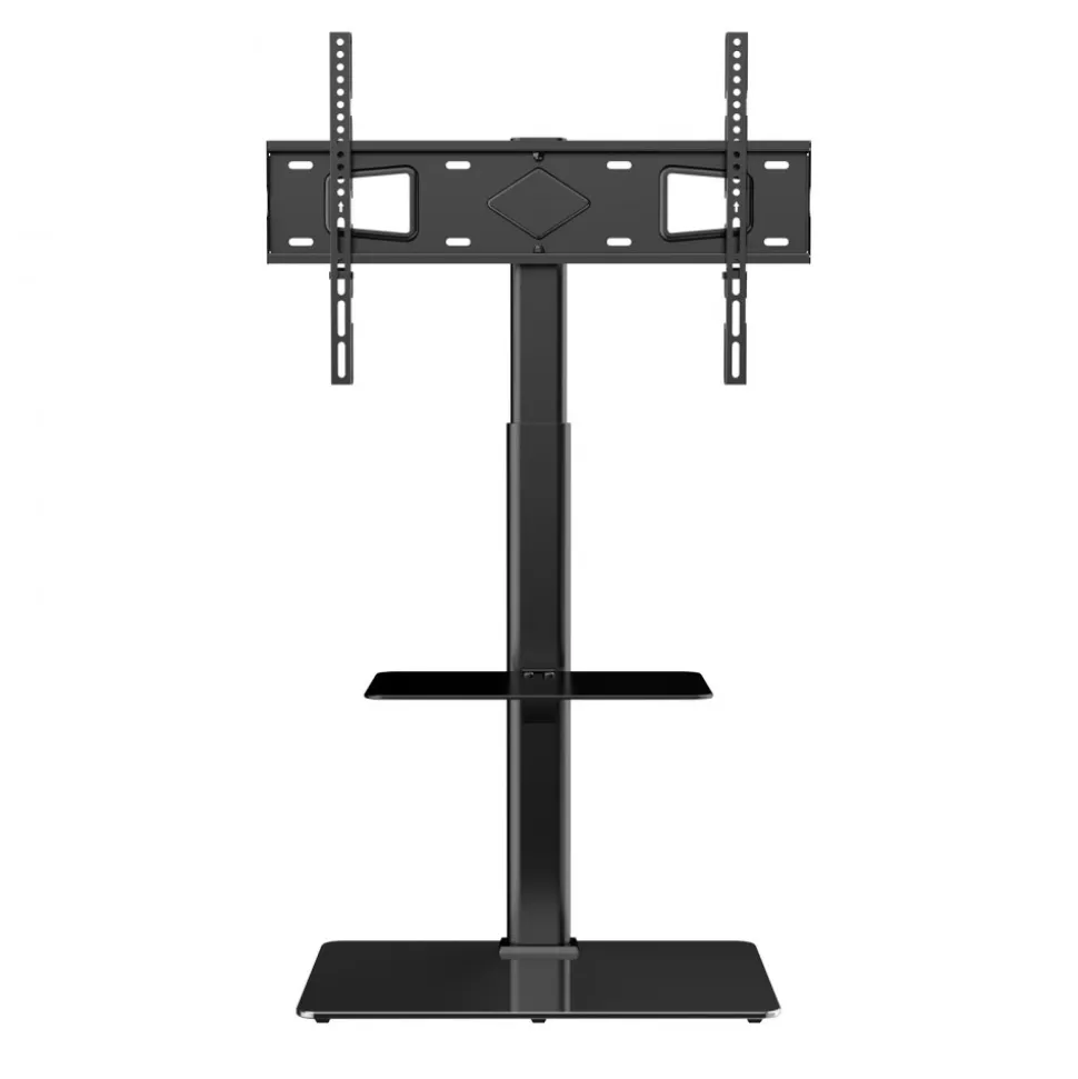 VEVOR TV Stand Mount, Swivel Tall TV Stand for 32 to 65 inch TVs, Height Adjustable Portable Floor TV Stand with Tempered Glass Base for Bedroom, Living Room