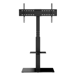 VEVOR TV Stand Mount, Swivel Tall TV Stand for 32 to 85 inch TVs, Height Adjustable Portable Floor TV Stand with Tempered Glass Base for Bedroom, Living Room