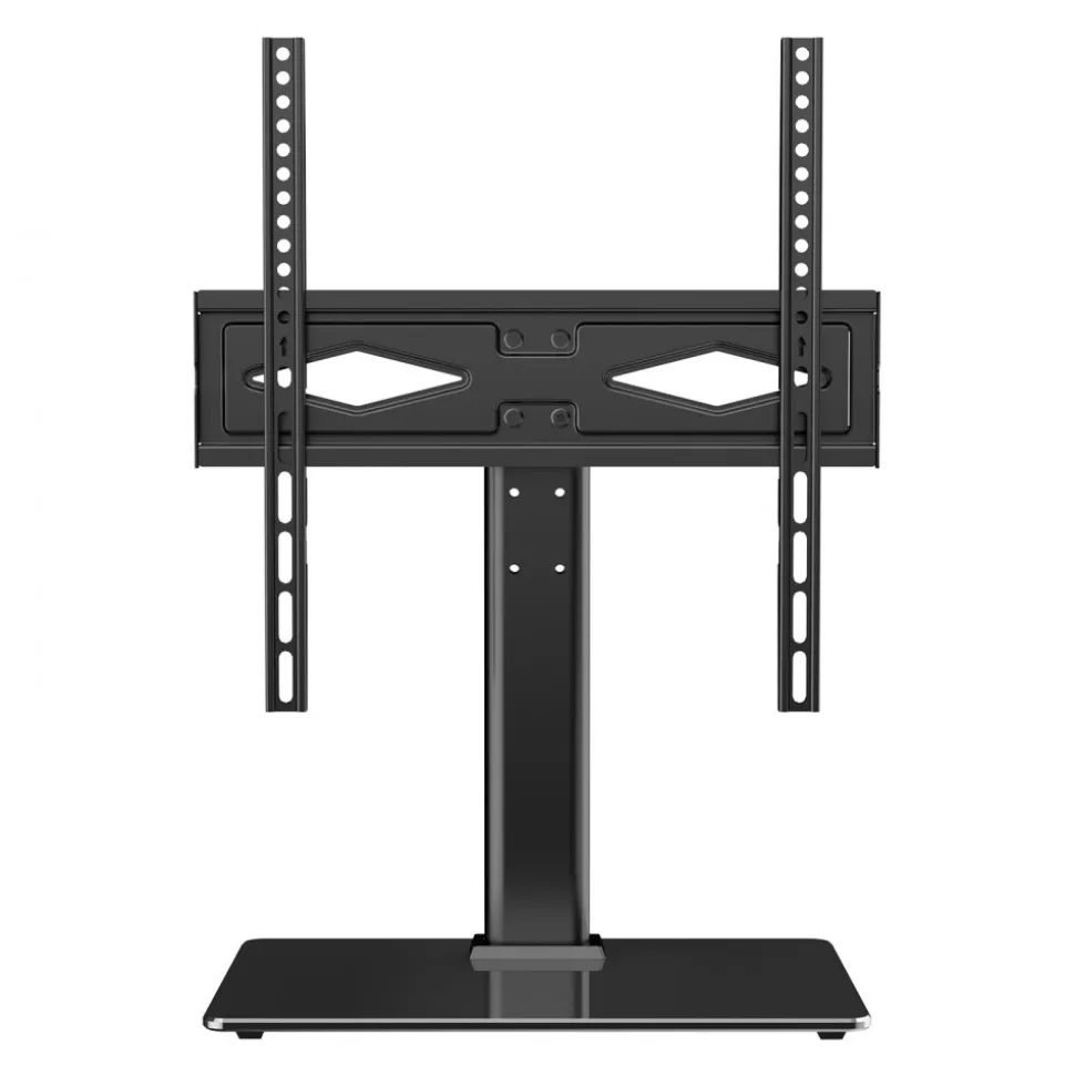 VEVOR TV Stand Mount, Swivel Universal TV Stand for 32 to 55 inch TVs, Height Adjustable Portable Floor TV Stand with Tempered Glass Base for Bedroom, Living Room