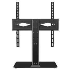 VEVOR TV Stand Mount, Swivel Universal TV Stand for 32 to 55 inch TVs, Height Adjustable Portable Floor TV Stand with Tempered Glass Base for Bedroom, Living Room