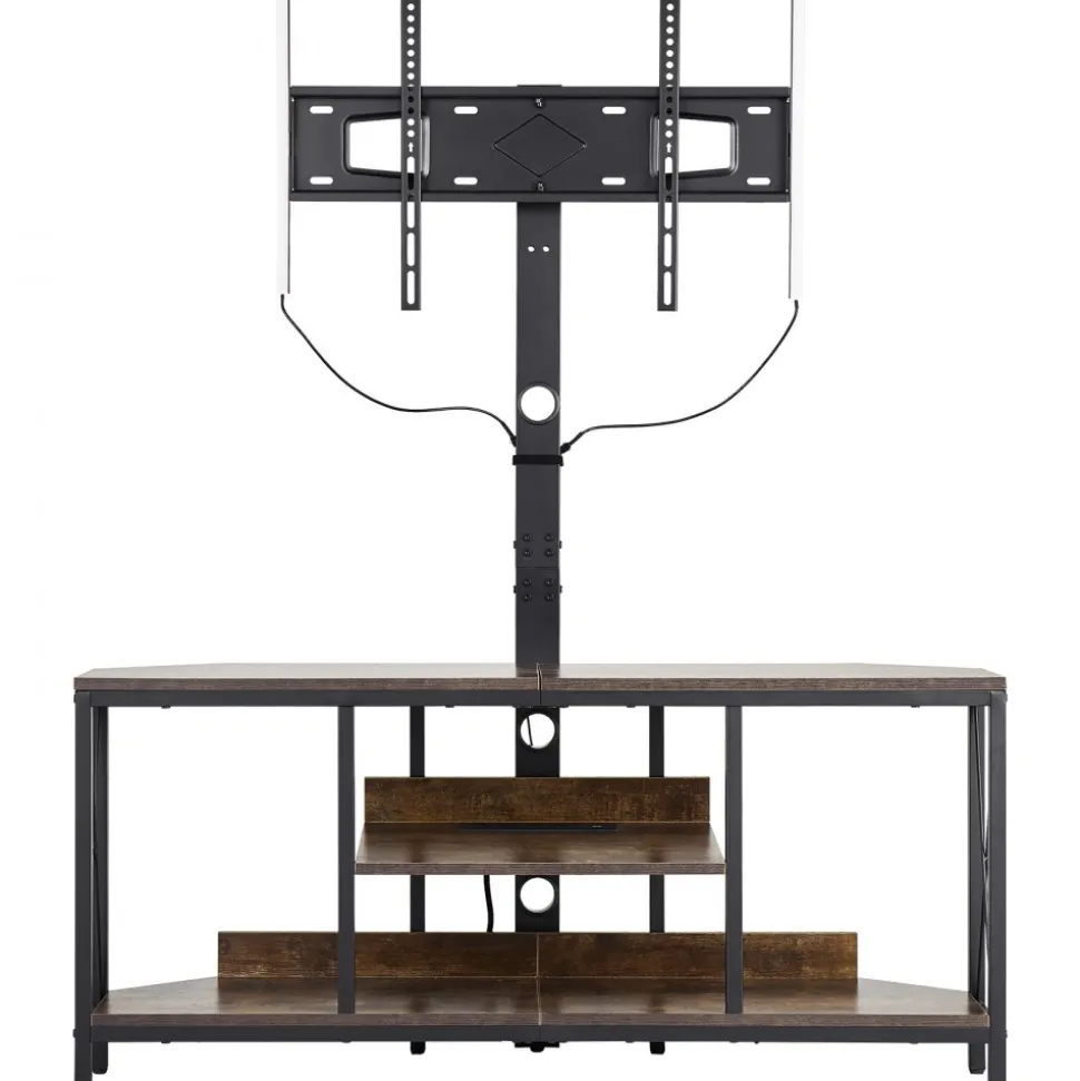 VEVOR 45" TV Stand with Mount for up to 75 in TVs, Entertainment Center with Power Outlet & LED Lights, Height Adjustable TV Console with Mount with 3 Tiers Storage Cabinets for Bedroom, Living Room