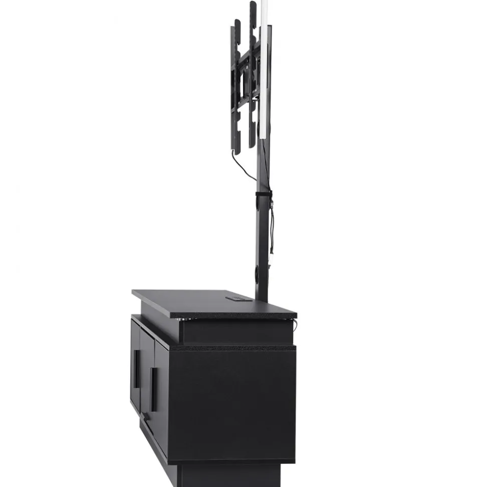 VEVOR 52" TV Stand with Mount for up to 75 in TVs, Entertainment Center with Power Outlet & LED Lights, Height Adjustable TV Console with Mount with 3 Tiers Storage Cabinets for Bedroom, Living Room