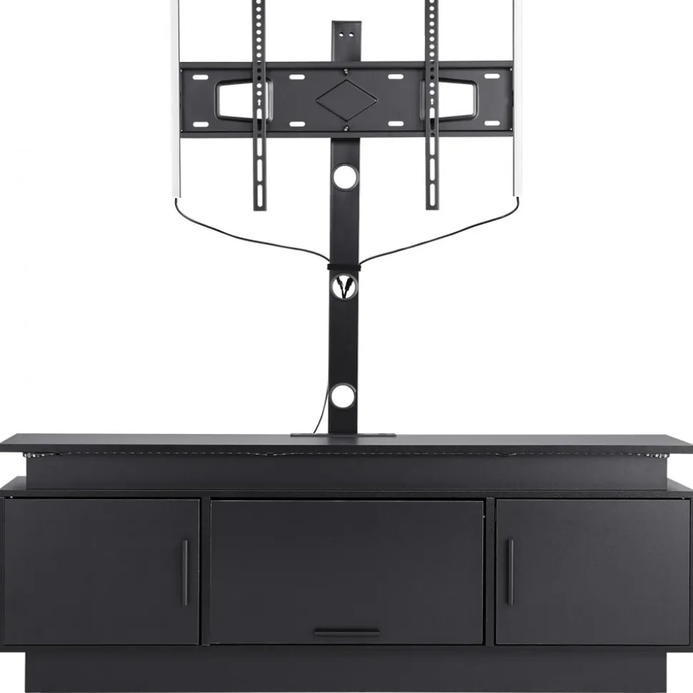 VEVOR 52" TV Stand with Mount for up to 75 in TVs, Entertainment Center with Power Outlet & LED Lights, Height Adjustable TV Console with Mount with 3 Tiers Storage Cabinets for Bedroom, Living Room