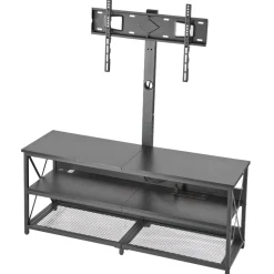 VEVOR TV Stand with Mount, 47.2 Inch, TV Stand Console with Power Outlet, for 32-75 Inch TVs, Height Adjustable Swivel Entertainment Center with Open Storage Shelf, for Living Room Bedroom, Black