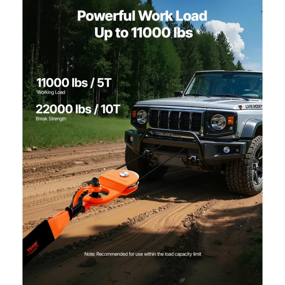 VEVOR 10 T Winch Snatch Block, 22,000 lbs Capacity Block and Tackle Pulley System, Work with 0.4" - 0.55" Rope, Winch Hook Accessories, Heavy Duty Offroad Recovery Accessory for Truck Tractor ATV UTV