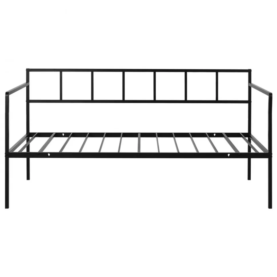 VEVOR Twin Daybed Metal Twin Size Day Bed Frame with Under-Bed Storage, for Living Room Bedroom Guest Room, Space Saving, Heavy-Duty Metal Sofa Bed Support, Easy Assembly, Without Trundle, Black