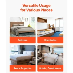 VEVOR Twin Size Bunkie Board, 0.4 in Foldable Bed Board Slats with Connection, Wooden Mattress Support for Twin Size Bed, Support under Mattress Boards, Ready to Use, 8 Piece, Burlywood