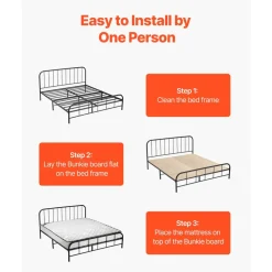VEVOR Twin Size Bunkie Board, 0.4 in Foldable Bed Board Slats with Connection, Wooden Mattress Support for Twin Size Bed, Support under Mattress Boards, Ready to Use, 8 Piece, Burlywood