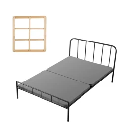 VEVOR Twin Size Bunkie Board, 1.5 in Bed Board Slats with 200D Oxford Cloth, Wooden Mattress Support for Twin Size Bed, Easy Assembly Support under Mattress, 2 Piece, Gray