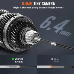 VEVOR Two-Way Articulating Borescope with Light, Inspection Camera with 0.25" Lens, 5" IPS HD Screen, Flexible Mechanic Fiber Optic Snake Scope Cam for Wall Automotive Engine Inspect-4.9FT