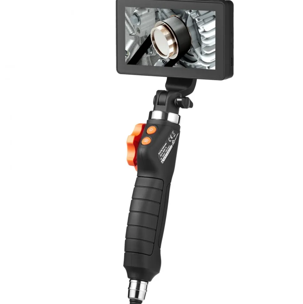 VEVOR Two-Way Articulating Borescope with Light, Inspection Camera with 0.25" Lens, 5" IPS HD Screen, Flexible Mechanic Fiber Optic Snake Scope Cam for Wall Automotive Engine Inspect-4.9FT
