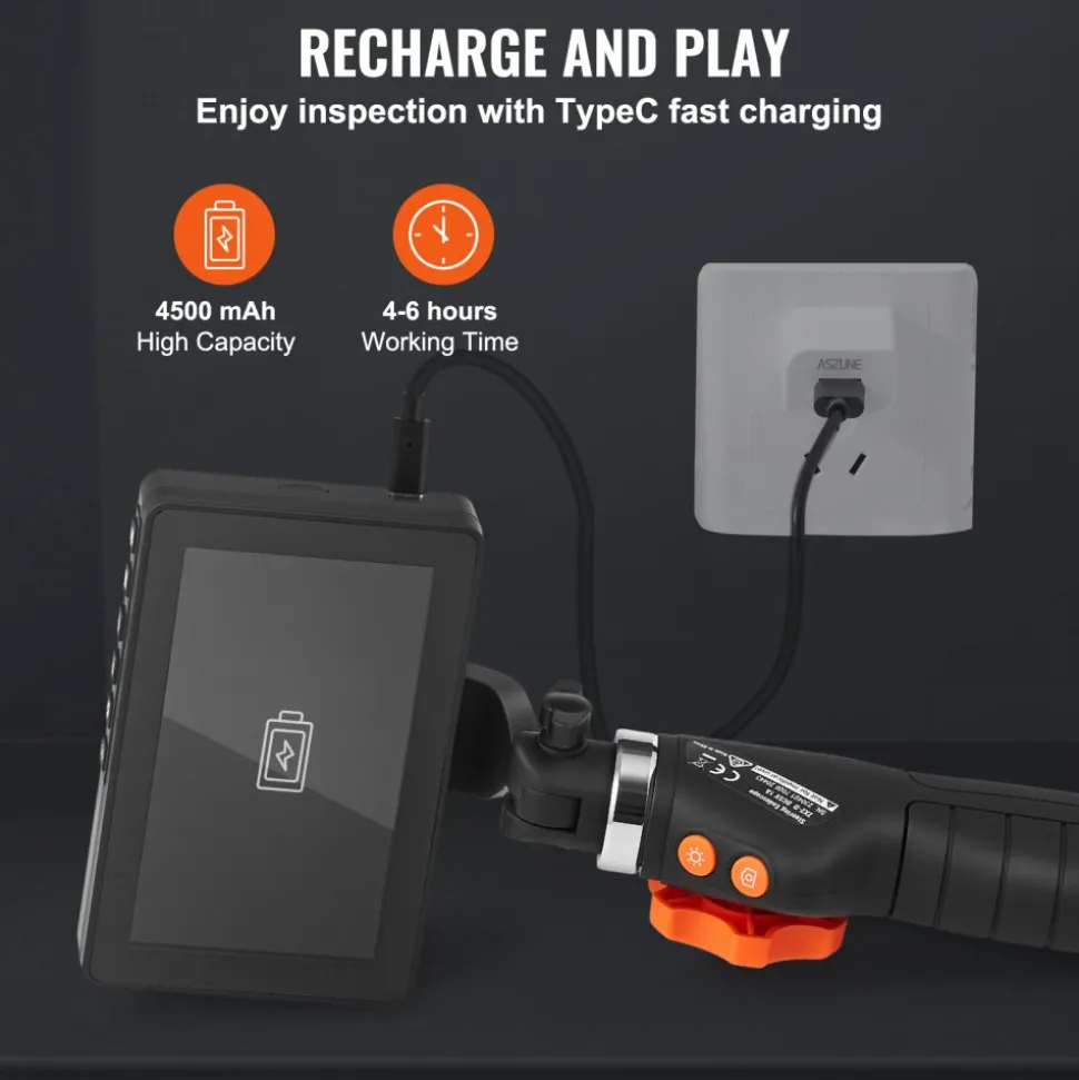 VEVOR Two-Way Articulating Borescope with Light, Inspection Camera with 0.25" Lens, 5" IPS HD Screen, Flexible Mechanic Fiber Optic Snake Scope Cam for Wall Automotive Engine Inspect-4.9FT