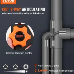 VEVOR Two-Way Articulating Borescope with Light, Inspection Camera with 0.25