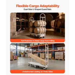 VEVOR U-Boat Platform Truck Dolly, 2000 lbs Load Capacity, Heavy Duty Steel Utility Cart, Industrial Hand Push Truck with Six Wheels and Dual Detachable Handles, for Warehouse, 60 x 16.1 x 59.5 in