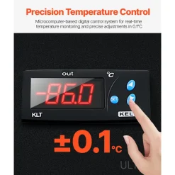 VEVOR Ultra Low Temperature Freezer, 25 L, −40 ℉ to −123 ℉ Adjustable Temp Range, with Digital Display, 304 Stainless Steel Liner, Portable Low Temperature Lab Freezer for Laboratory Samples Storage