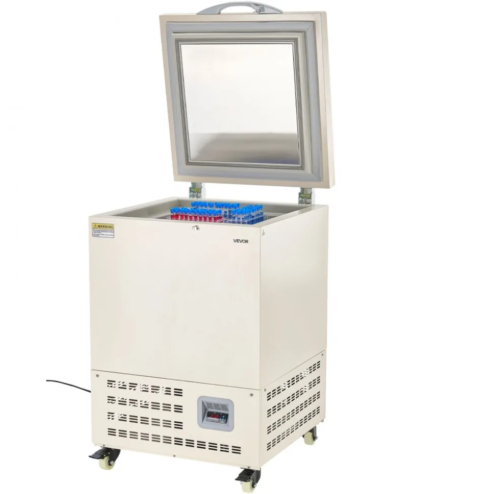 VEVOR Ultra Low Temperature Freezer, 58 L, −40℉ to −123℉ Adjustable Temp Range, with Rollers and Digital Display, 304 Stainless Steel Liner, Low Temperature Lab Freezer for Laboratory Samples Storage