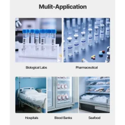 VEVOR Ultra Low Temperature Freezer, 28 L, −40℉ to −123℉ Adjustable Temp Range, with Rollers and Digital Display, 304 Stainless Steel Liner, Low Temperature Lab Freezer for Laboratory Samples Storage