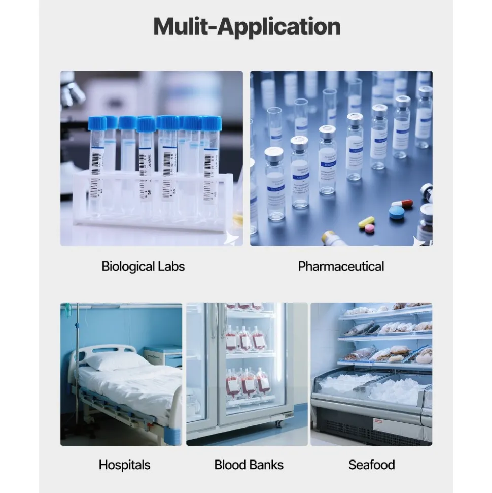 VEVOR Ultra Low Temperature Freezer, 28 L, −40℉ to −123℉ Adjustable Temp Range, with Rollers and Digital Display, 304 Stainless Steel Liner, Low Temperature Lab Freezer for Laboratory Samples Storage