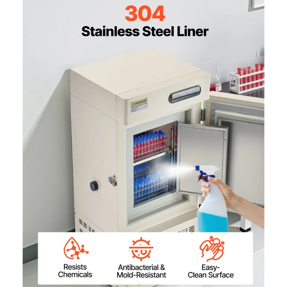 VEVOR Ultra Low Temperature Freezer, 28 L, −40℉ to −123℉ Adjustable Temp Range, with Rollers and Digital Display, 304 Stainless Steel Liner, Low Temperature Lab Freezer for Laboratory Samples Storage