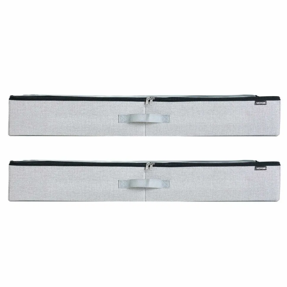 VEVOR Under Bed Storage with Clear Lids, 33.5 x 16.9 x 4.7 Inch, 45L Large Underbed Clothes Storage Containers, Low Profile Under Bed Drawer Shoe Organizer Bins Box for Blanket Shoe Bedroom, 2 Pack