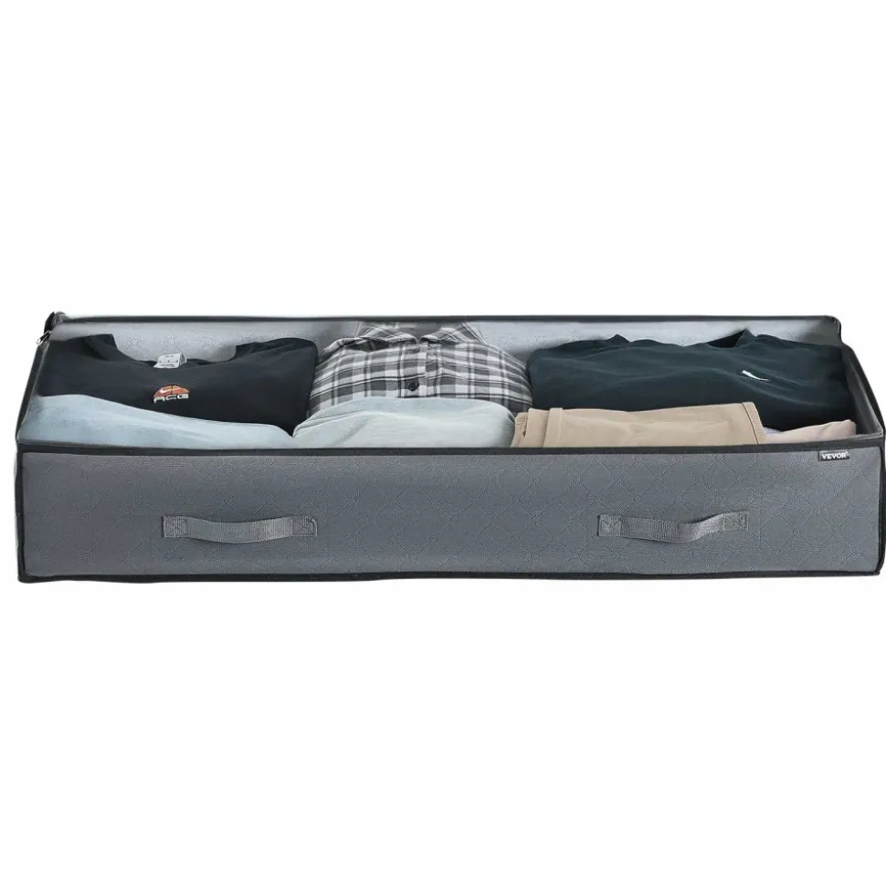 VEVOR Under Bed Storage with Clear Lids, 39.2 x 19.7 x 7.1 Inch, 90L Large Underbed Clothes Storage Containers, Low Profile Under Bed Drawer Shoe Organizer Bins Box for Blanket Shoe Bedroom, 6 Pack