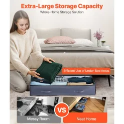 VEVOR Under Bed Storage with Clear Lids, 39.2 x 19.7 x 7.1 Inch, 90L Large Underbed Clothes Storage Containers, Low Profile Under Bed Drawer Shoe Organizer Bins Box for Blanket Shoe Bedroom, 4 Pack