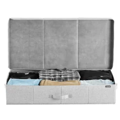 VEVOR Under Bed Storage with Lids, 31.7 x 15.9 x 6.1 Inch, 48L Large Underbed Clothes Storage Containers, Low Profile Gray Under Bed Drawer Shoe Organizer Bins Box for Blanket Shoe Bedroom, 2 Pack