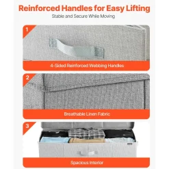 VEVOR Under Bed Storage with Lids, 31.7 x 15.9 x 6.1 Inch, 48L Large Underbed Clothes Storage Containers, Low Profile Gray Under Bed Drawer Shoe Organizer Bins Box for Blanket Shoe Bedroom, 2 Pack