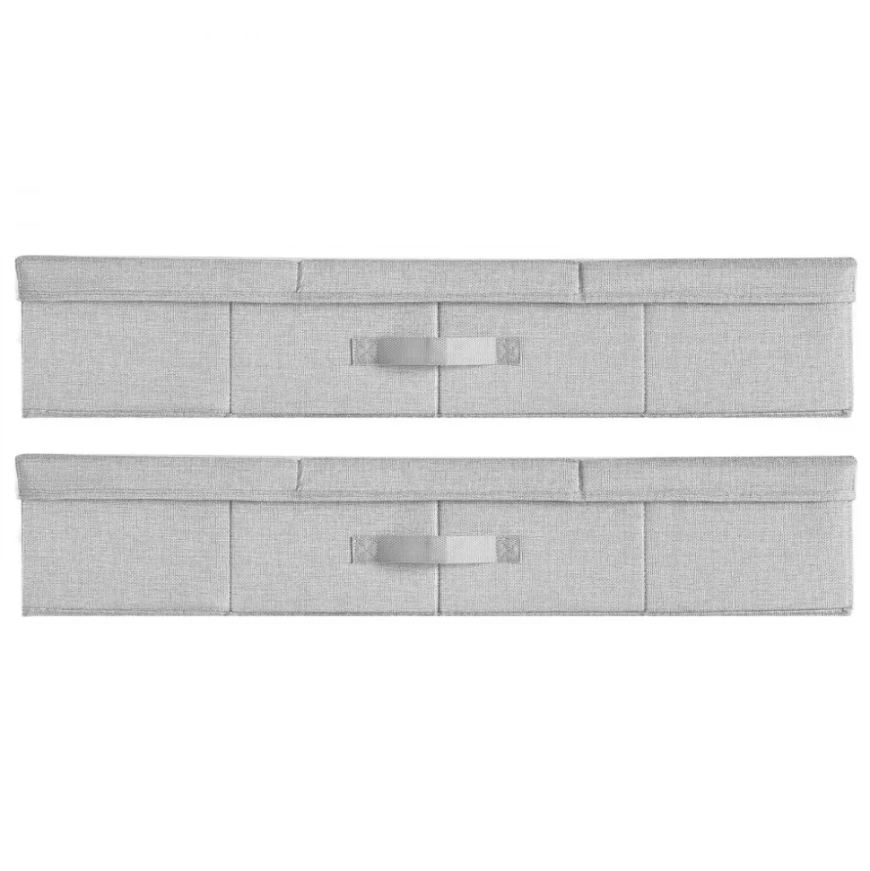 VEVOR Under Bed Storage with Lids, 31.7 x 15.9 x 6.1 Inch, 48L Large Underbed Clothes Storage Containers, Low Profile Gray Under Bed Drawer Shoe Organizer Bins Box for Blanket Shoe Bedroom, 2 Pack