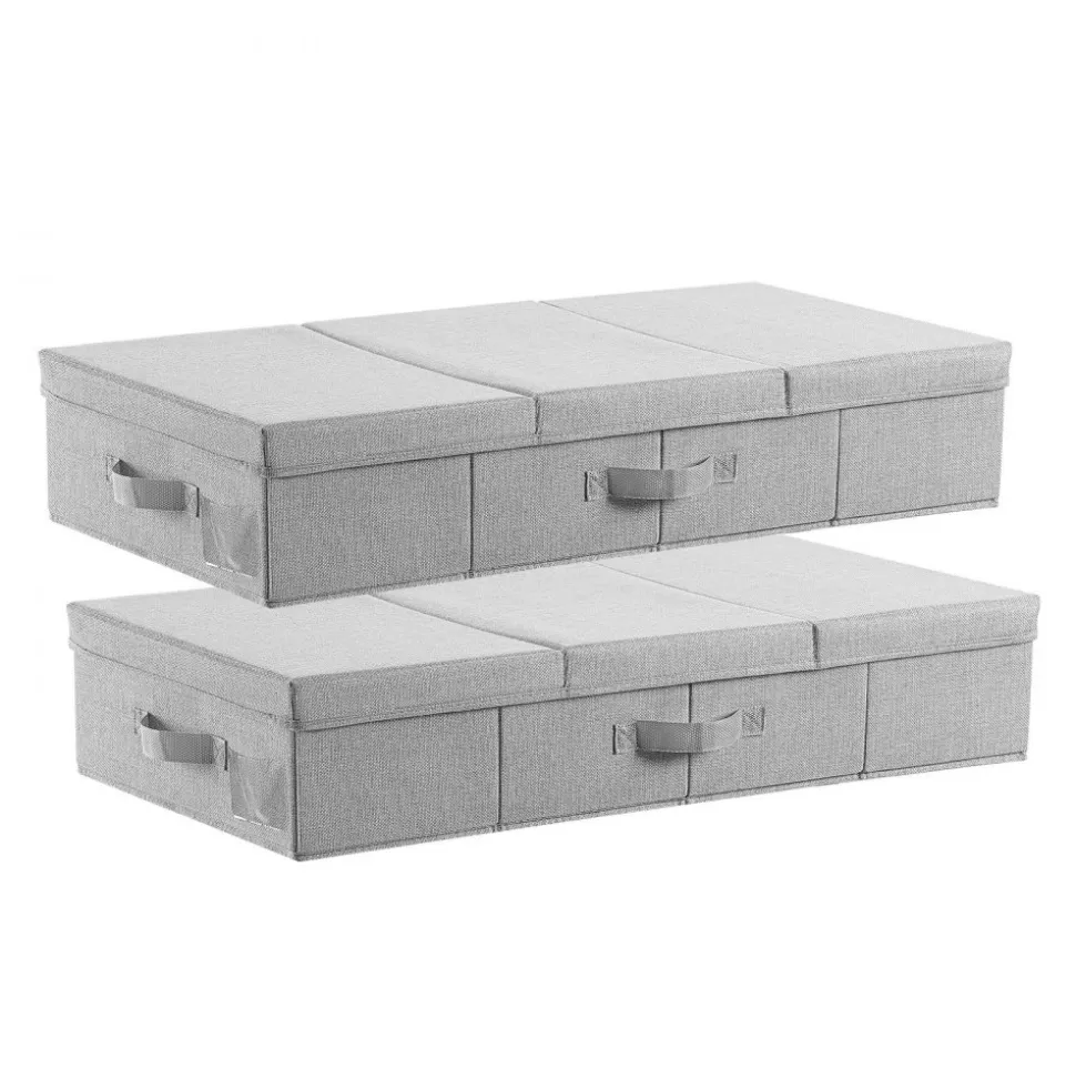 VEVOR Under Bed Storage with Lids, 31.7 x 15.9 x 6.1 Inch, 48L Large Underbed Clothes Storage Containers, Low Profile Gray Under Bed Drawer Shoe Organizer Bins Box for Blanket Shoe Bedroom, 2 Pack