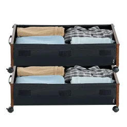 VEVOR Under Bed Storage with Wheels, 25.6 x 18.1 x 7.1 inch Underbed Containers, Underbed Shoes Organizer with Lockable Wheels, Rolling Under the Bed Storage Bins for Clothes, Shoes, Blankets, 2 Pack