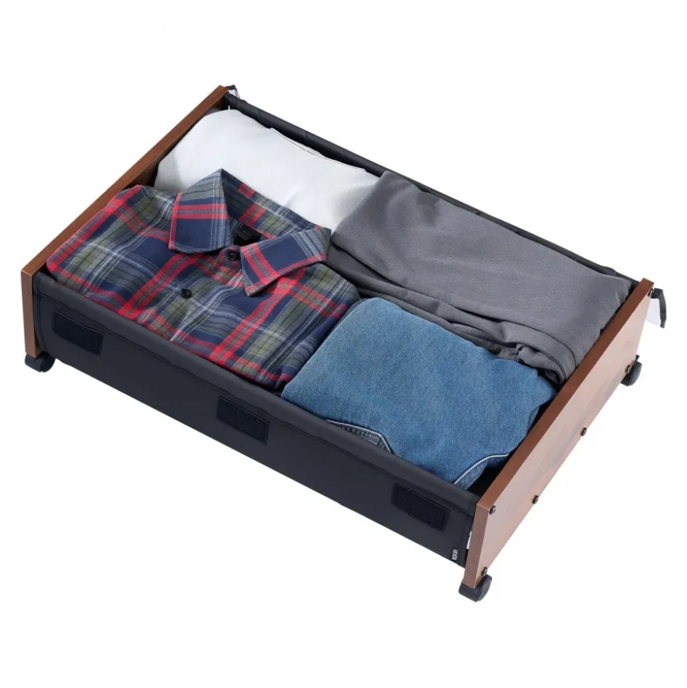 VEVOR Under Bed Storage with Wheels, 25.6 x 18.1 x 7.1 inch Underbed Containers, Underbed Shoes Organizer with Lockable Wheels, Rolling Under the Bed Storage Bins for Clothes, Shoes, Blankets, 2 Pack