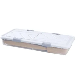VEVOR Under Bed Storage with Wheels, 31.7 x 15.6 x 6.9 inch Underbed Containers, Underbed Shoes Organizer with Lid & Gray Latch, Rolling Under the Bed Storage Bins for Clothes Shoes Blankets, 4 Pack