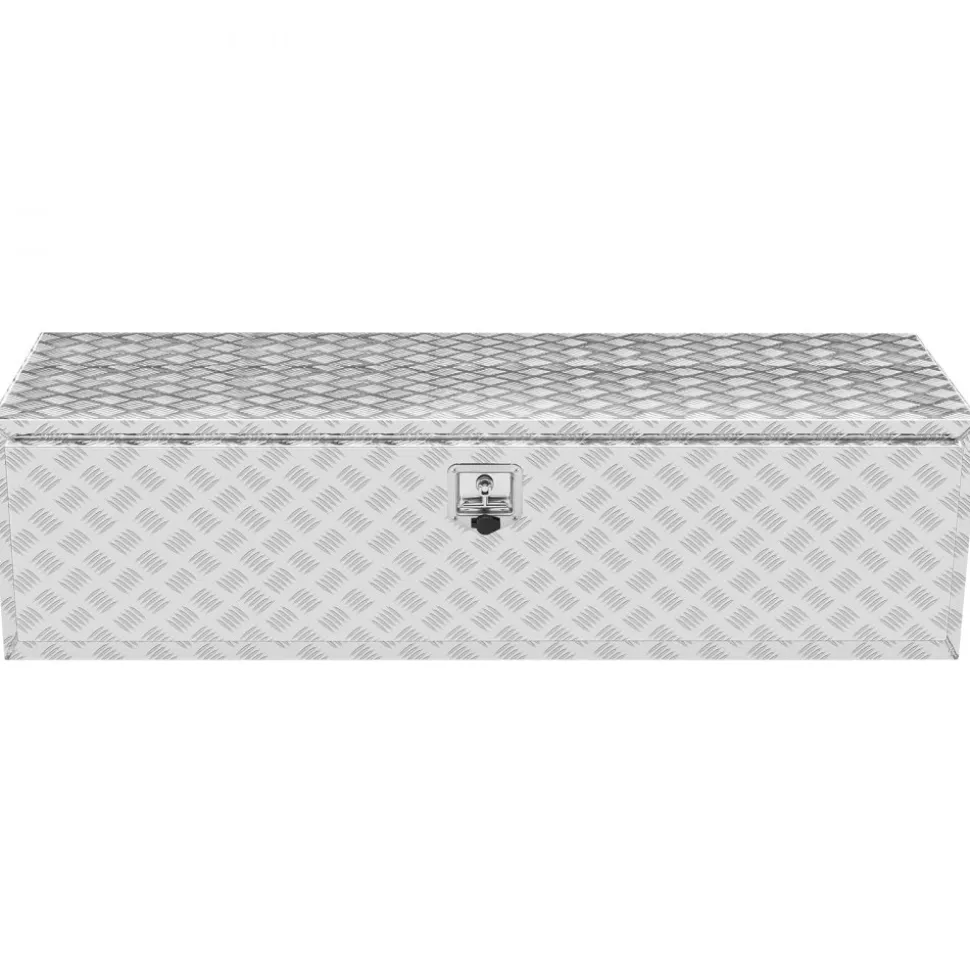 VEVOR Underbody Truck Box, 60"×24"×24" Pickup Storage Box, Heavy Duty Aluminum Diamond Plate Tool Box with Lock and Keys, Waterproof Trailer Storage Box with T-Handle Latch for Truck, Van, Trailer