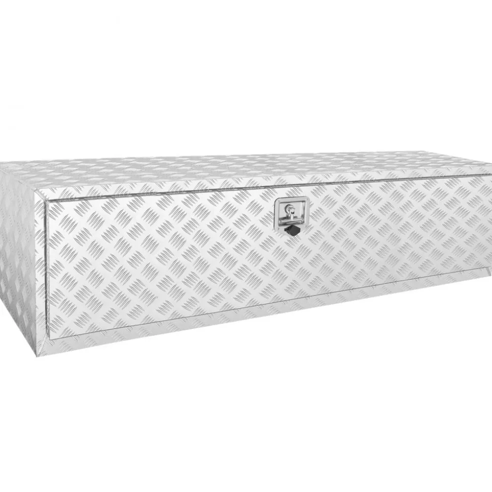 VEVOR Underbody Truck Box, 60"×24"×24" Pickup Storage Box, Heavy Duty Aluminum Diamond Plate Tool Box with Lock and Keys, Waterproof Trailer Storage Box with T-Handle Latch for Truck, Van, Trailer