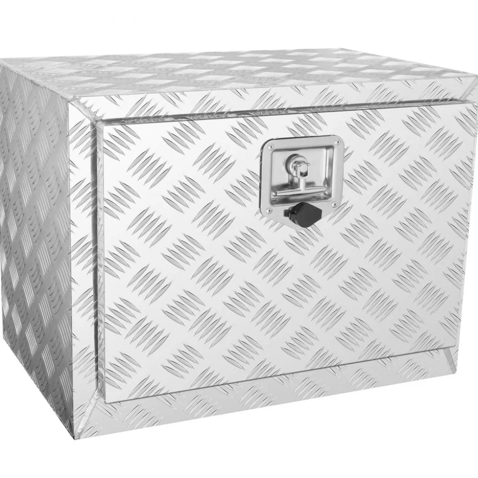 VEVOR Underbody Truck Box, 24"×17"×18" Pickup Storage Box, Heavy Duty Aluminum Diamond Plate Tool Box with Lock and Keys, Waterproof Trailer Storage Box with T-Handle Latch for Truck, Van, Trailer