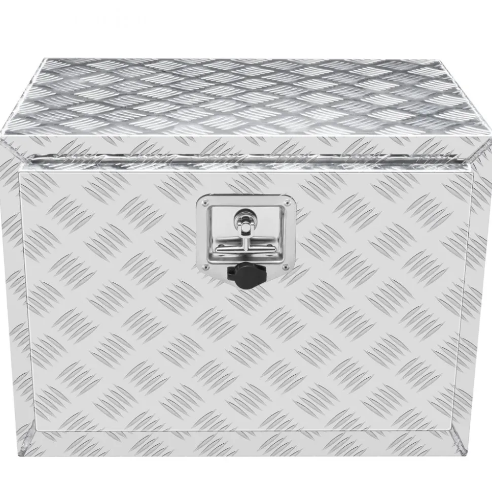 VEVOR Underbody Truck Box, 24"×14"×16" Pickup Storage Box, Heavy Duty Aluminum Diamond Plate Tool Box with Lock and Keys, Waterproof Trailer Storage Box with T-Handle Latch for Truck, Van, Trailer