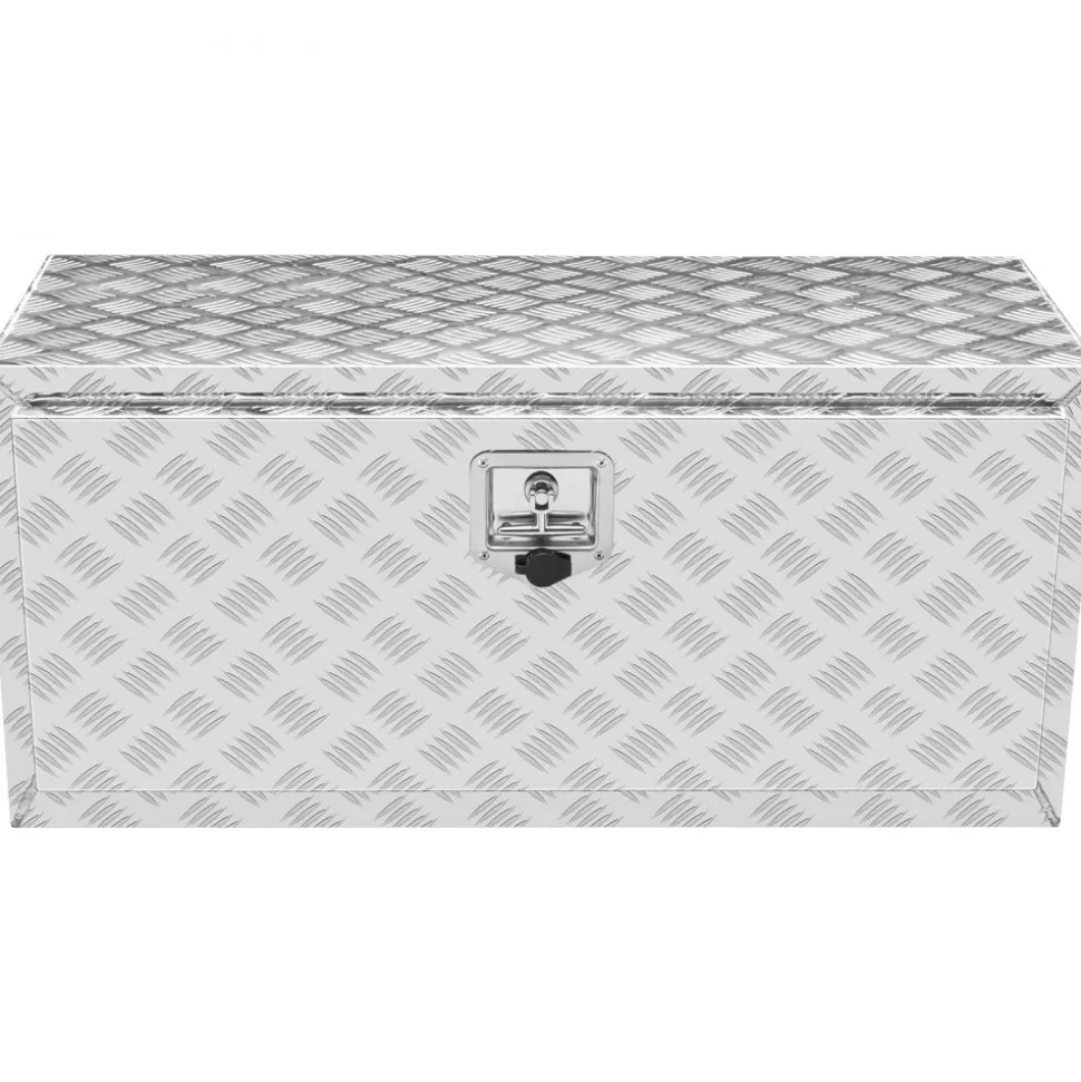 VEVOR Underbody Truck Box, 36"×24"×24" Pickup Storage Box, Heavy Duty Aluminum Diamond Plate Tool Box with Lock and Keys, Waterproof Trailer Storage Box with T-Handle Latch for Truck, Van, Trailer