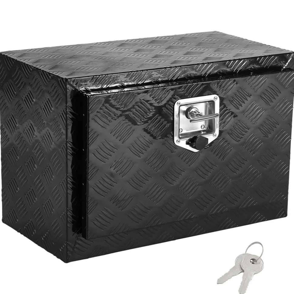 VEVOR Underbody Truck Box, 24" x 12" x 14" Pickup Storage Box, Heavy Duty Aluminum Diamond Plate Tool Box with Lock and Keys, Waterproof Trailer Storage Box with T-Handle Latch for Truck, Van, Trailer