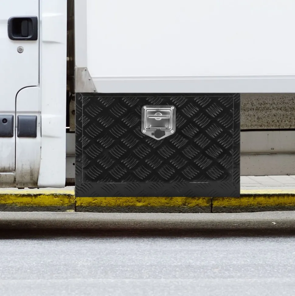 VEVOR Underbody Truck Box, 24" x 17" x 18" Pickup Storage Box, Heavy Duty Aluminum Diamond Plate Tool Box with Lock and Keys, Waterproof Trailer Storage Box with T-Handle Latch for Truck, Van, Trailer