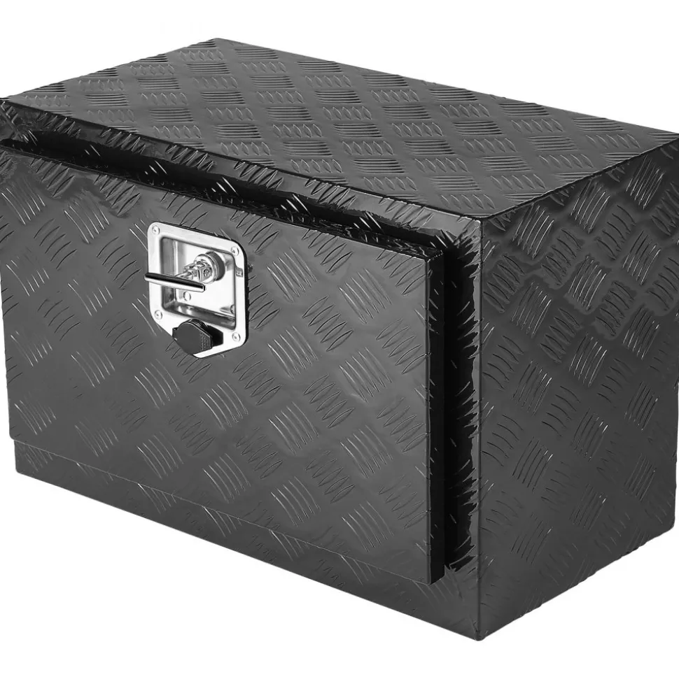 VEVOR Underbody Truck Box, 24" x 17" x 18" Pickup Storage Box, Heavy Duty Aluminum Diamond Plate Tool Box with Lock and Keys, Waterproof Trailer Storage Box with T-Handle Latch for Truck, Van, Trailer