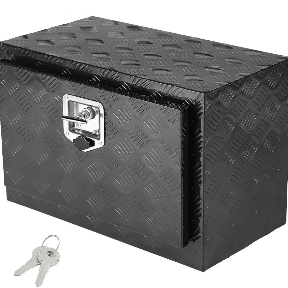 VEVOR Underbody Truck Box, 24" x 17" x 18" Pickup Storage Box, Heavy Duty Aluminum Diamond Plate Tool Box with Lock and Keys, Waterproof Trailer Storage Box with T-Handle Latch for Truck, Van, Trailer