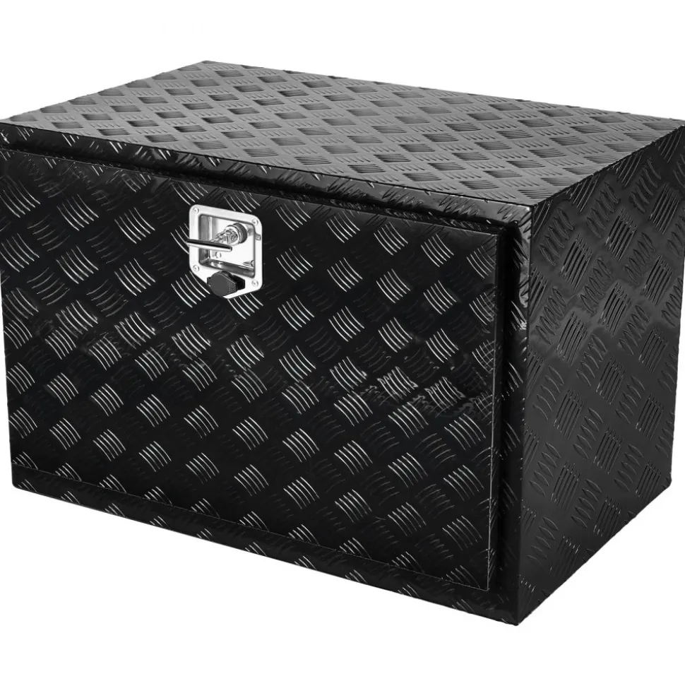 VEVOR Underbody Truck Box, 48" x 24" x 24" Pickup Storage Box, Heavy Duty Aluminum Diamond Plate Tool Box with Lock and Keys, Waterproof Trailer Storage Box with T-Handle Latch for Truck, Van, Trailer