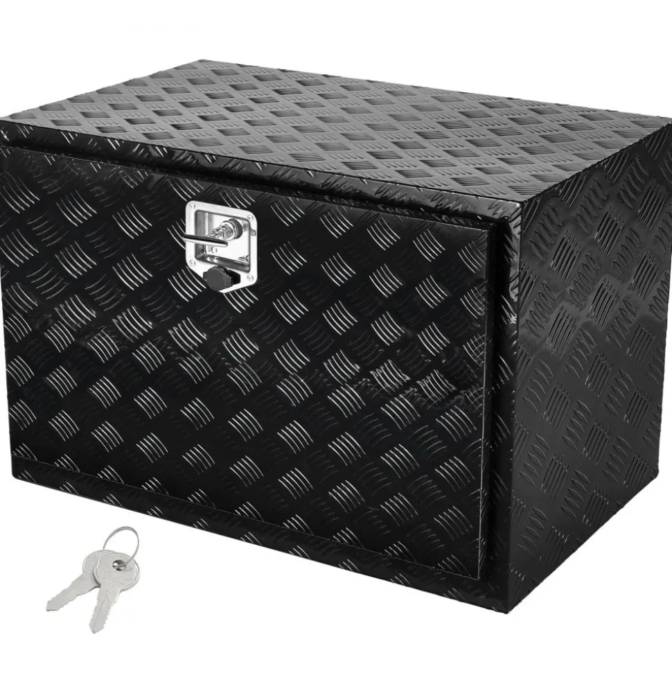 VEVOR Underbody Truck Box, 48" x 17" x 18" Pickup Storage Box, Heavy Duty Aluminum Diamond Plate Tool Box with Lock and Keys, Waterproof Trailer Storage Box with T-Handle Latch for Truck, Van, Trailer